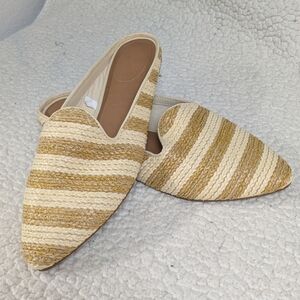 Universal Thread Straw Striped Slip On Pointed Toe Mules 11